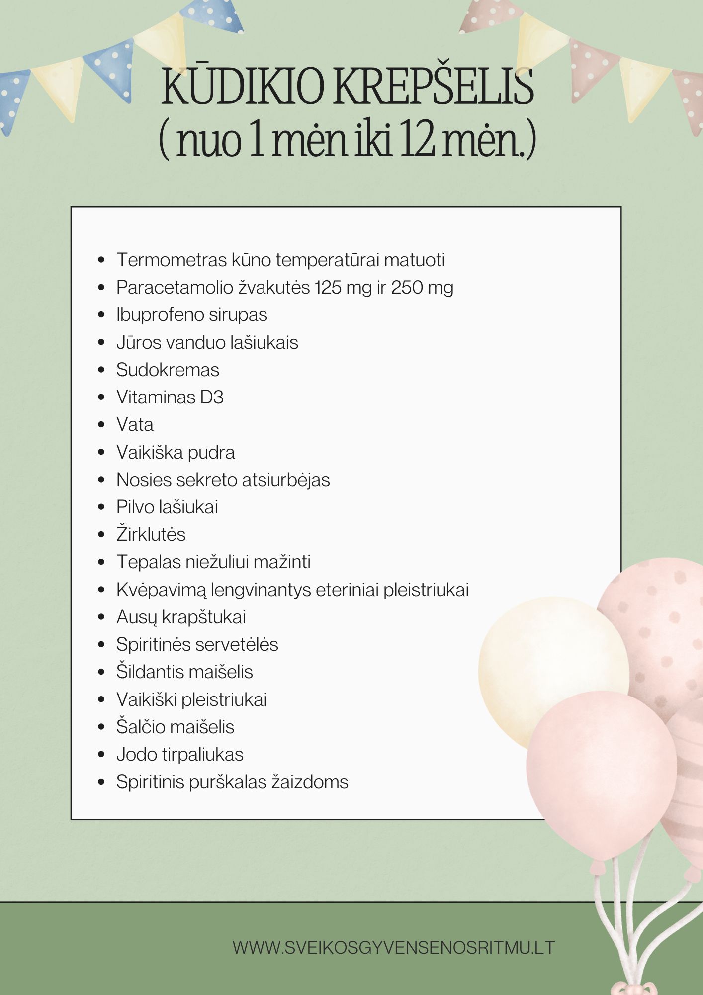 Kūdikio ( 1-12 mėn) vaistinėlė